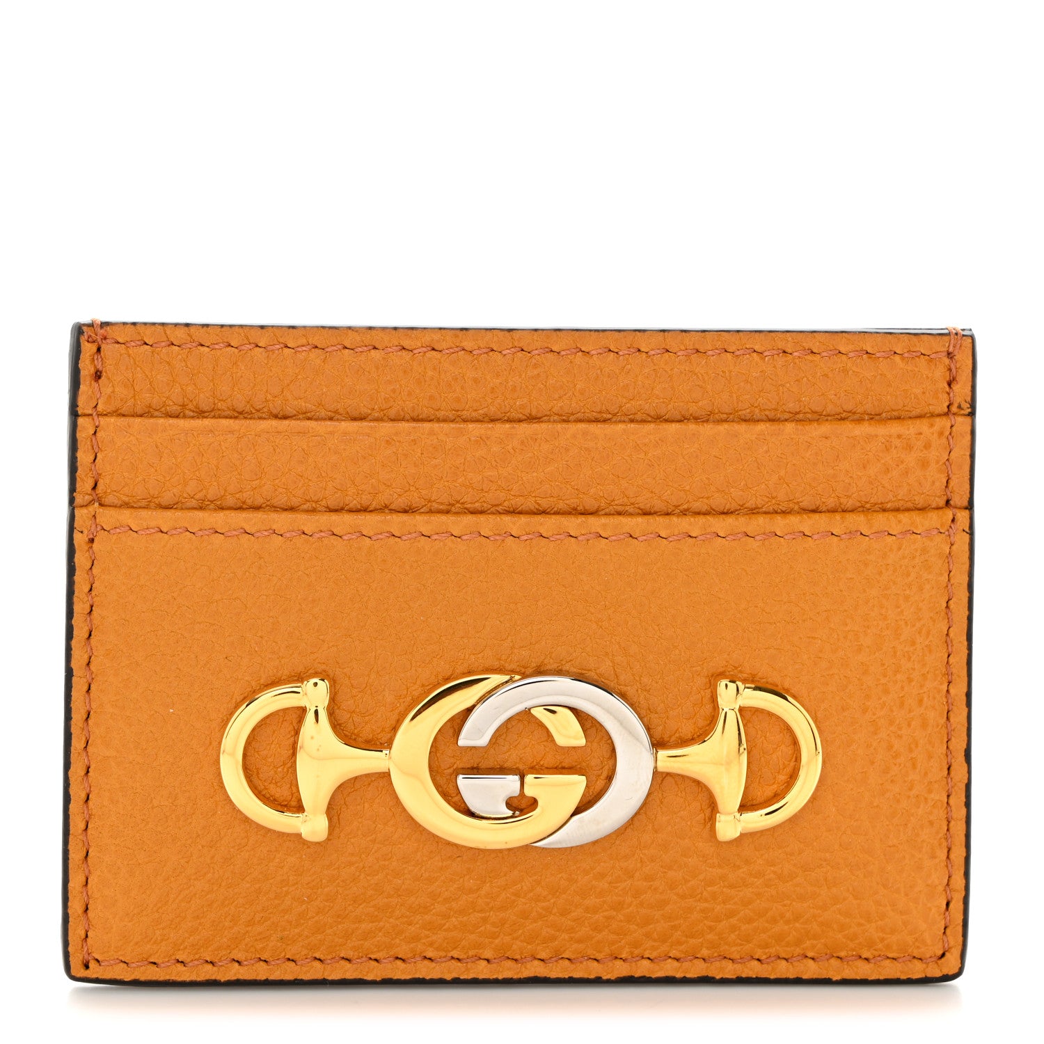 Gucci Grainy Calfskin Zumi Card Holder Sun Oil 1 of 7