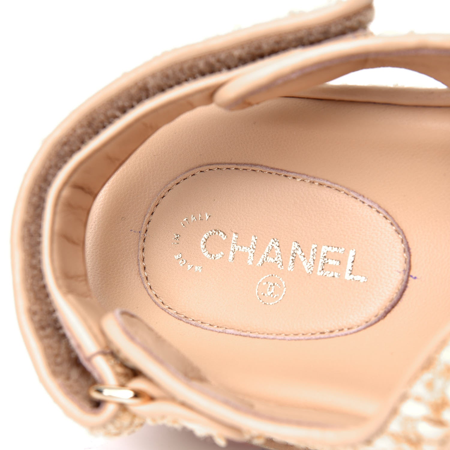 Chanel Braided Fabric Velcro Dad Sandals 40 Beige 6 of 6