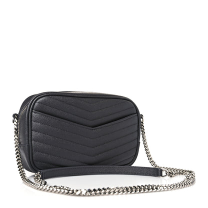 Saint Laurent Grain De Poudre Matelasse Monogram Mini Lou Camera Bag Storm 3 of 10