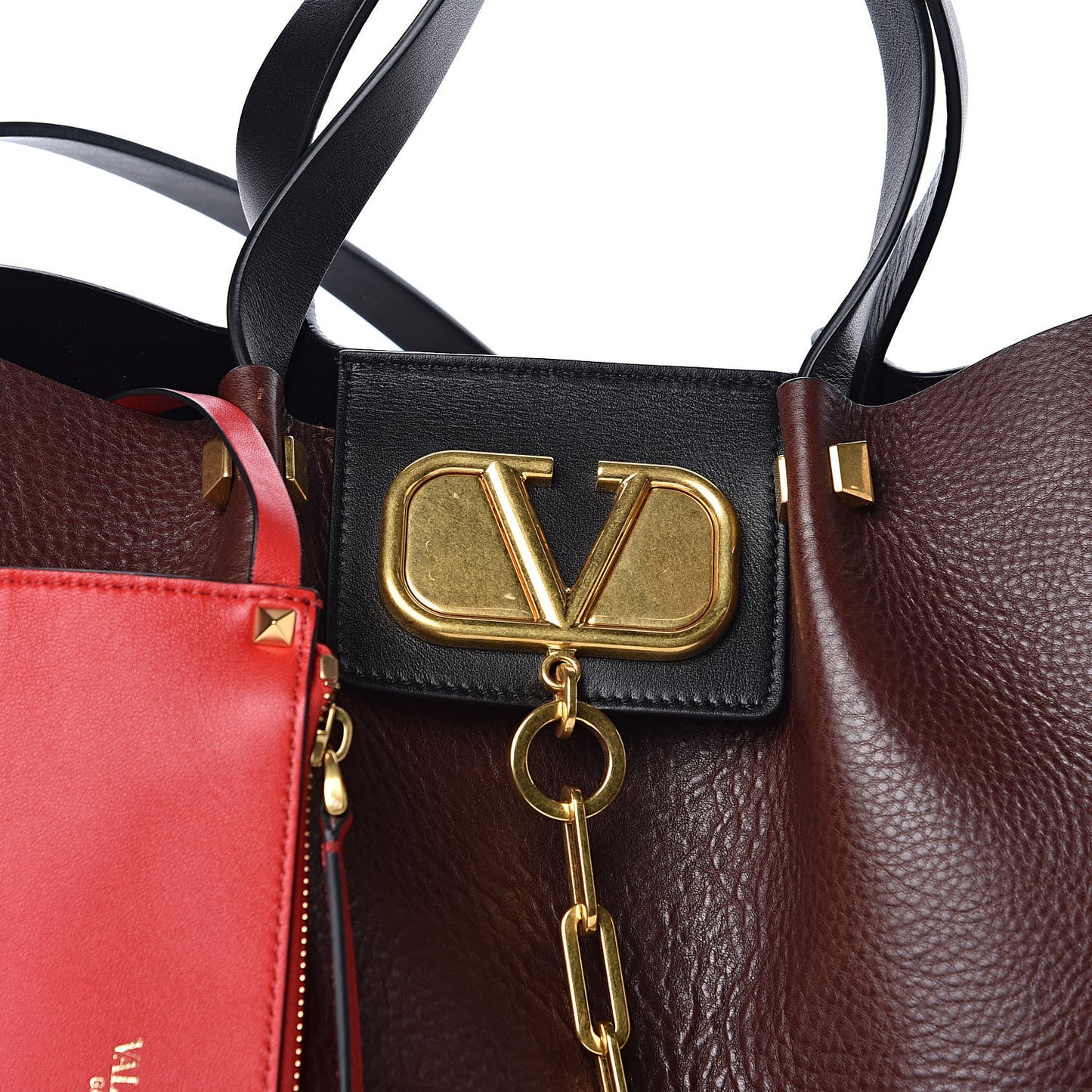 Grainy Calfskin Medium VLogo Escape Shopper Rubin