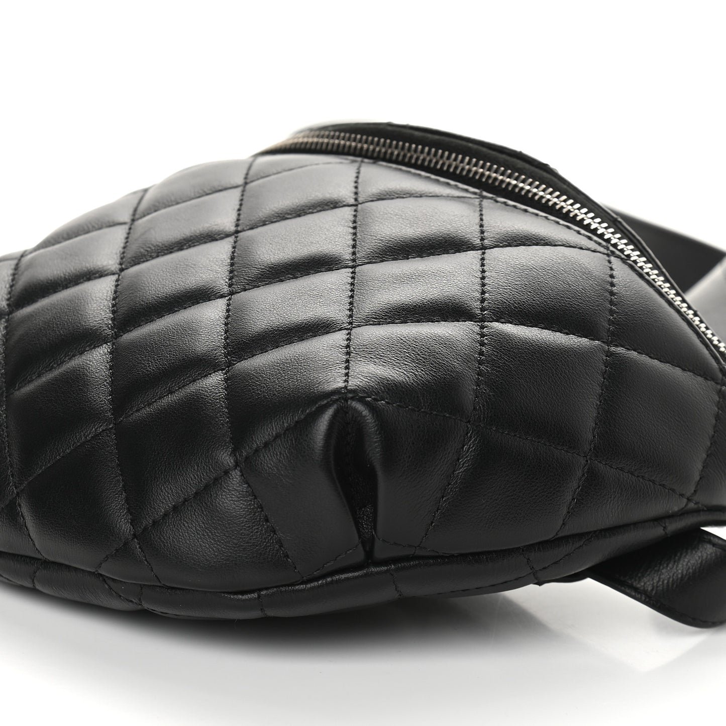 Lambskin Quilted Waist Belt Bag Black