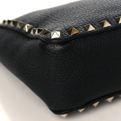 Valentino Garavani Pebbled Calfskin Mini Rockstud Flip-Lock Messenger Bag Black 7 of 8