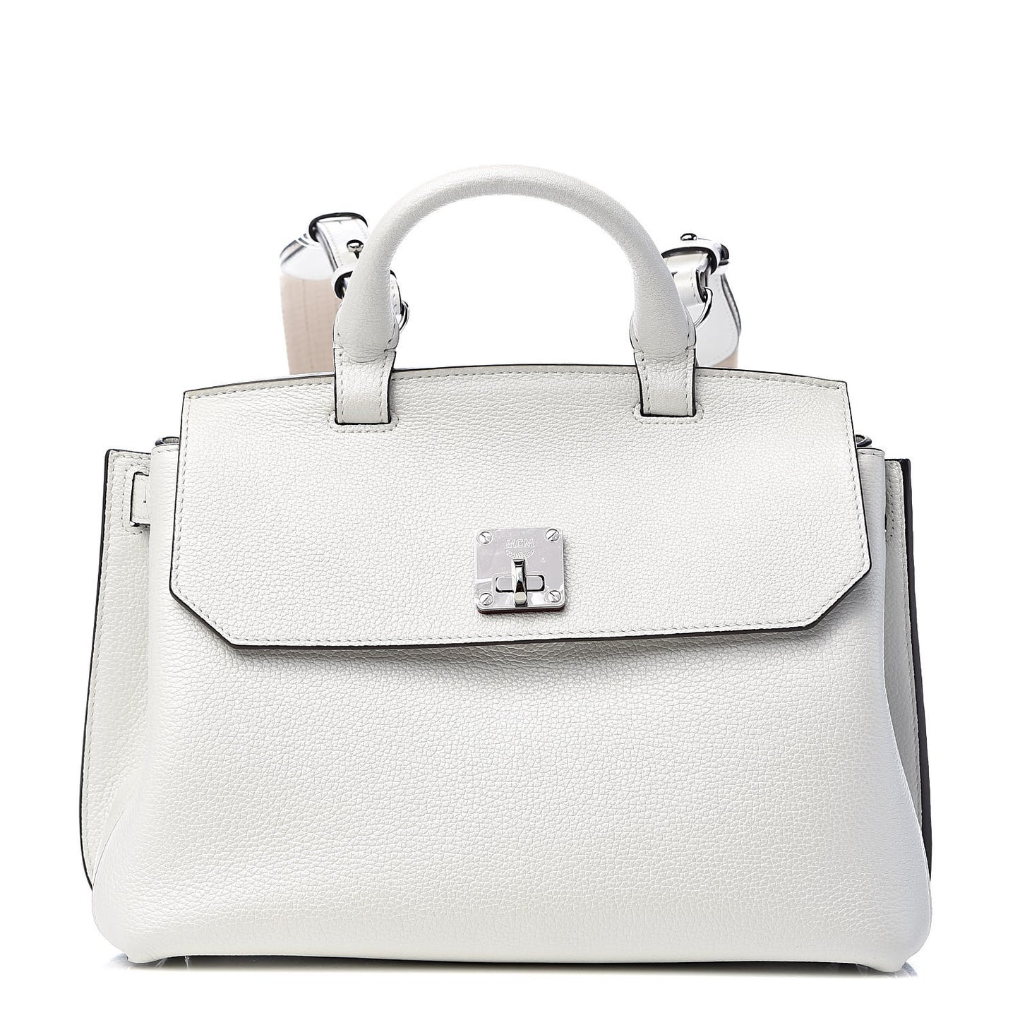 Grained Calfskin Medium Milla Convertible Backpack White Flake