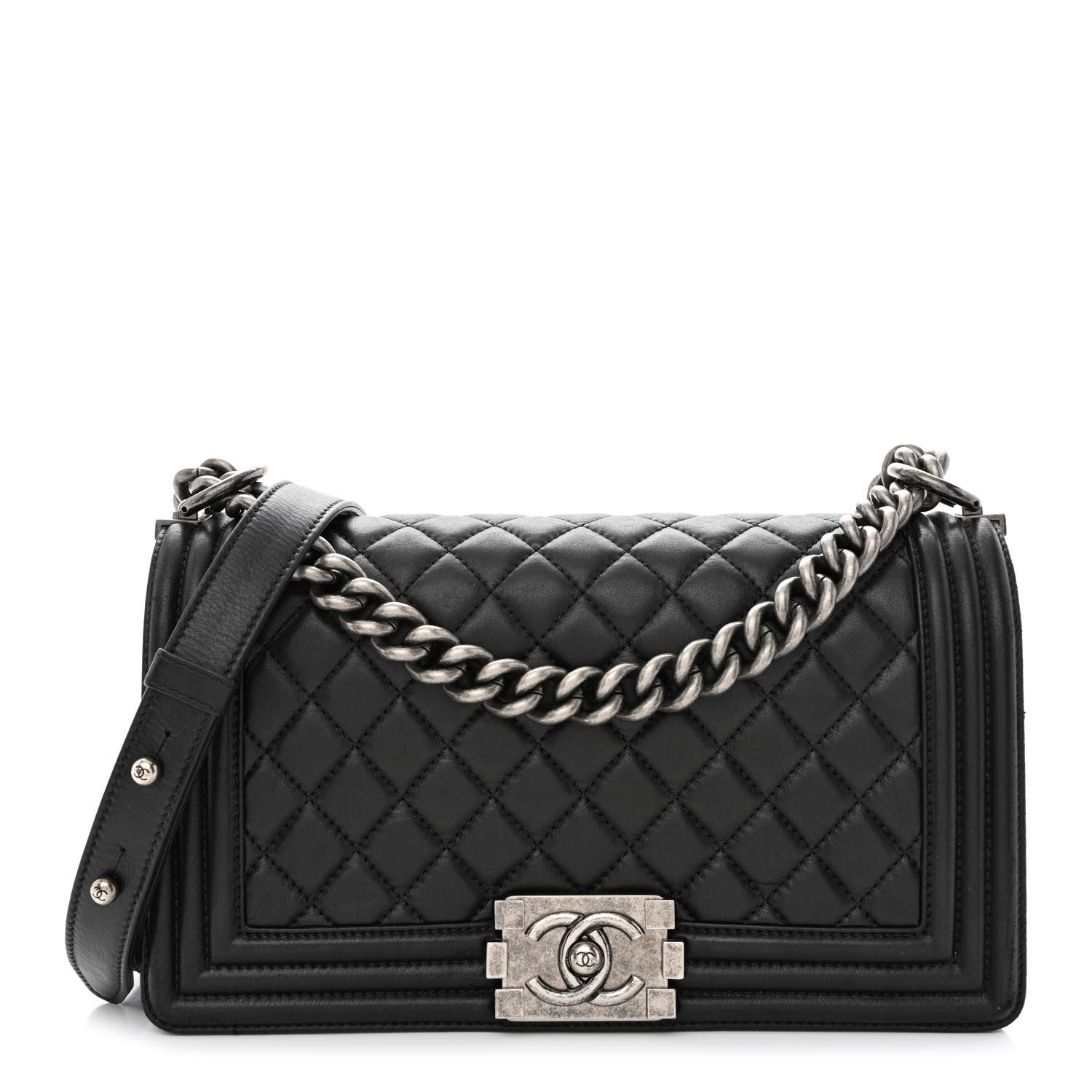 Chanel Calfskin Quilted Medium Boy Flap Black 1 of 12