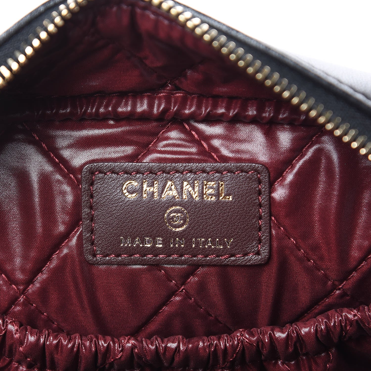 Chanel Lambskin Quilted Medium Curvy Pouch Cosmetic Case Black 6 of 10