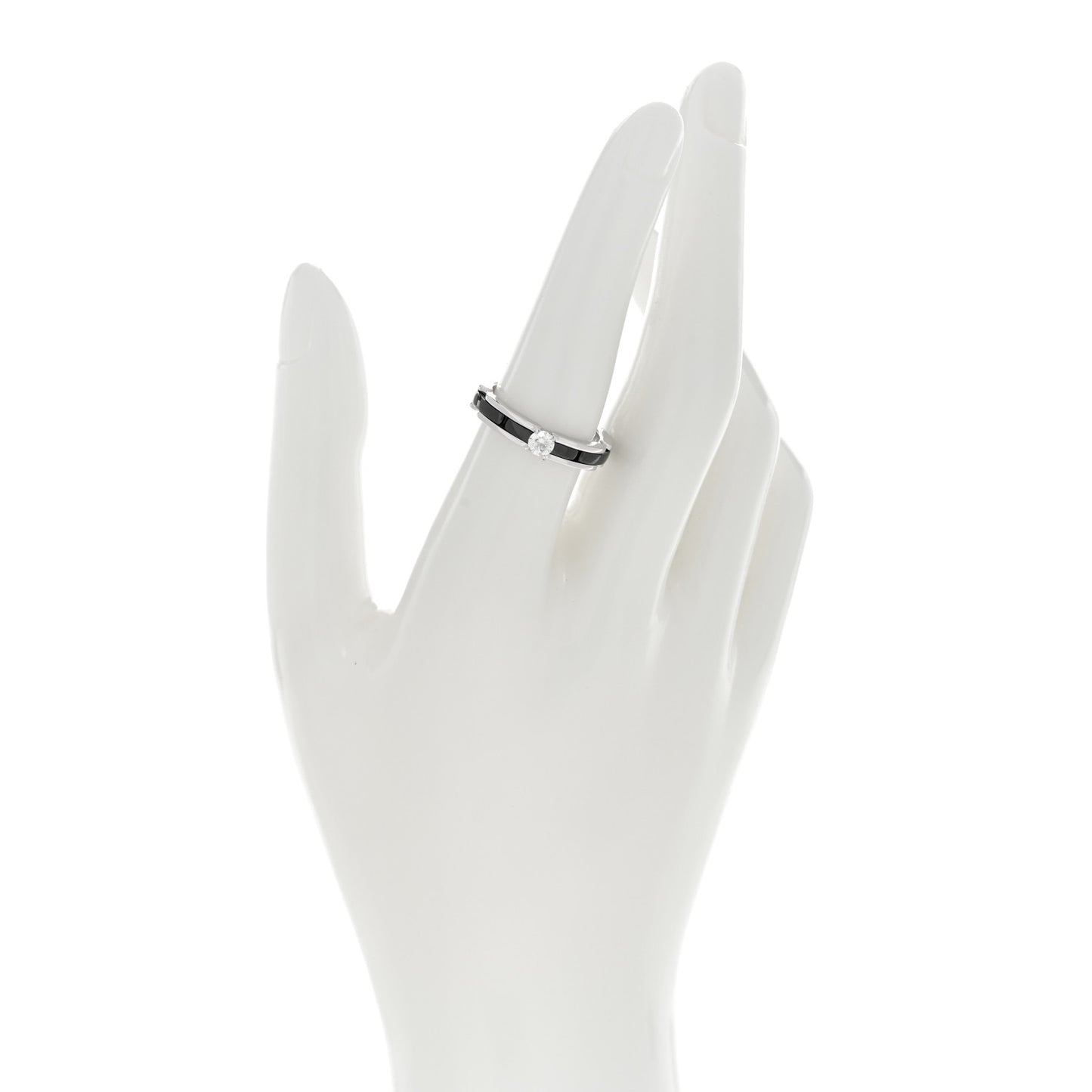 18K White Gold Ceramic Diamond Slim Ultra Ring 55 7.25 Black