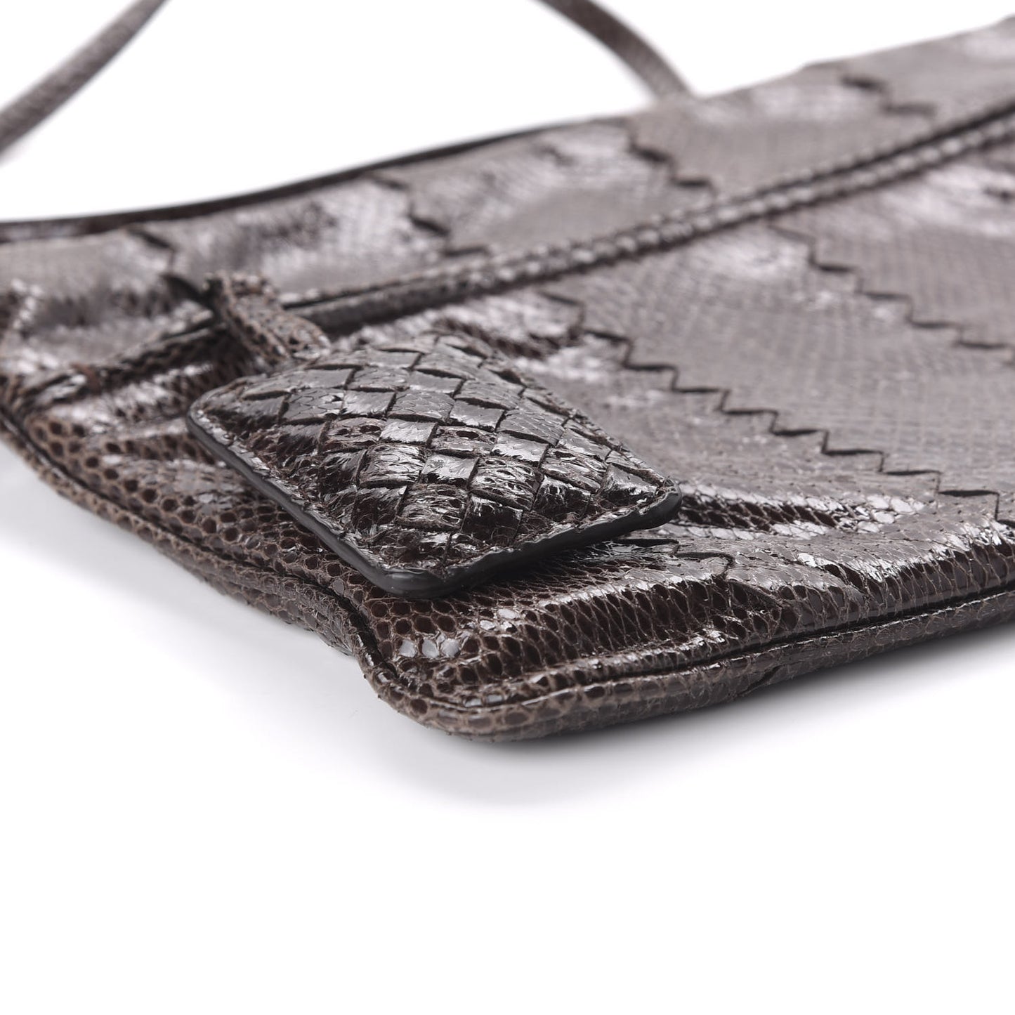 Ayers Snakeskin Flat Crossbody Brown
