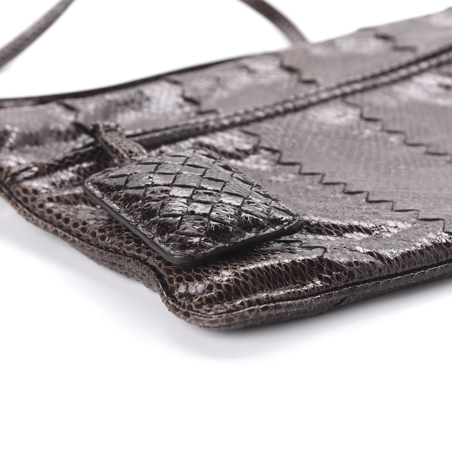 Bottega Veneta Ayers Snakeskin Flat Crossbody Brown 6 of 9