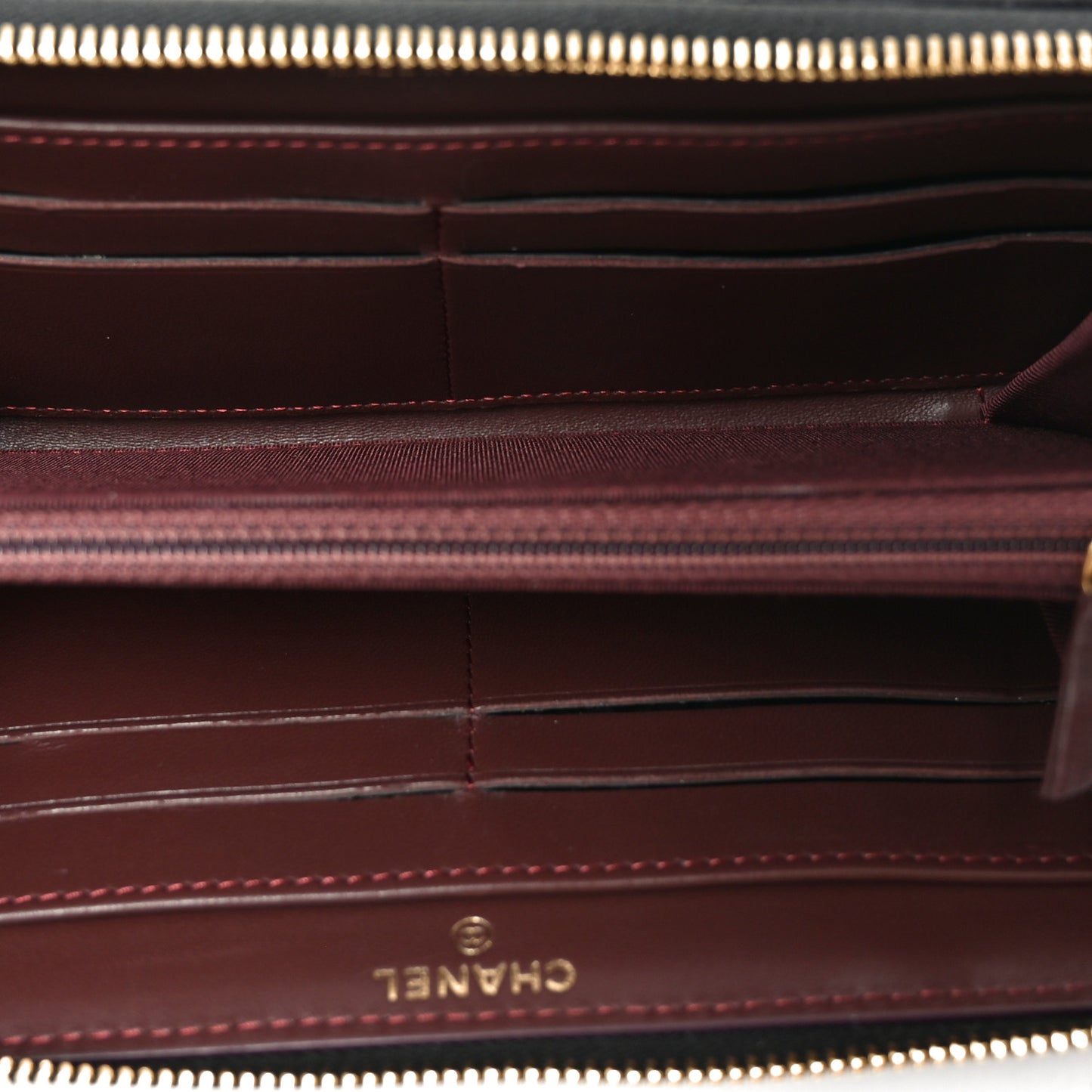 Lambskin Quilted Large Gusset Zip Around Wallet Black