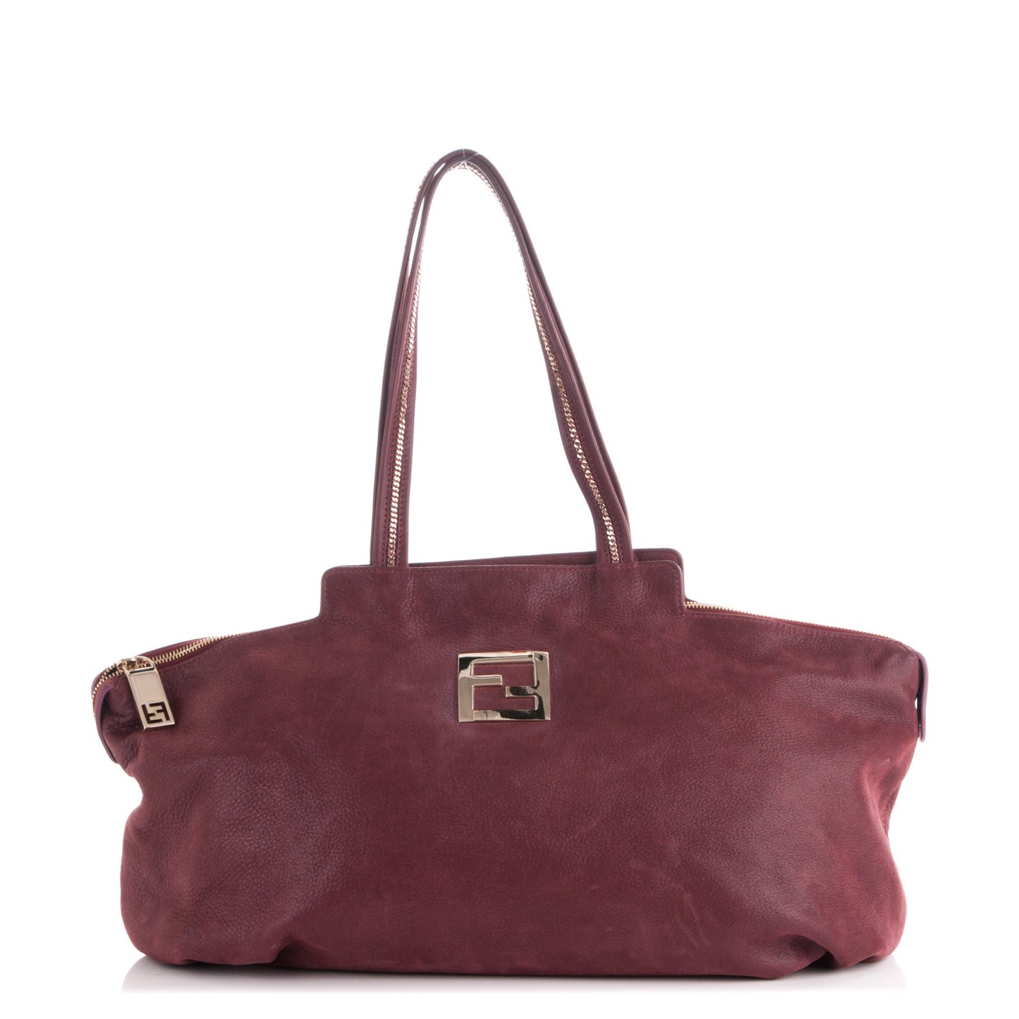 Metallic Nubuck Medium Chains Tote Rosso Scuro