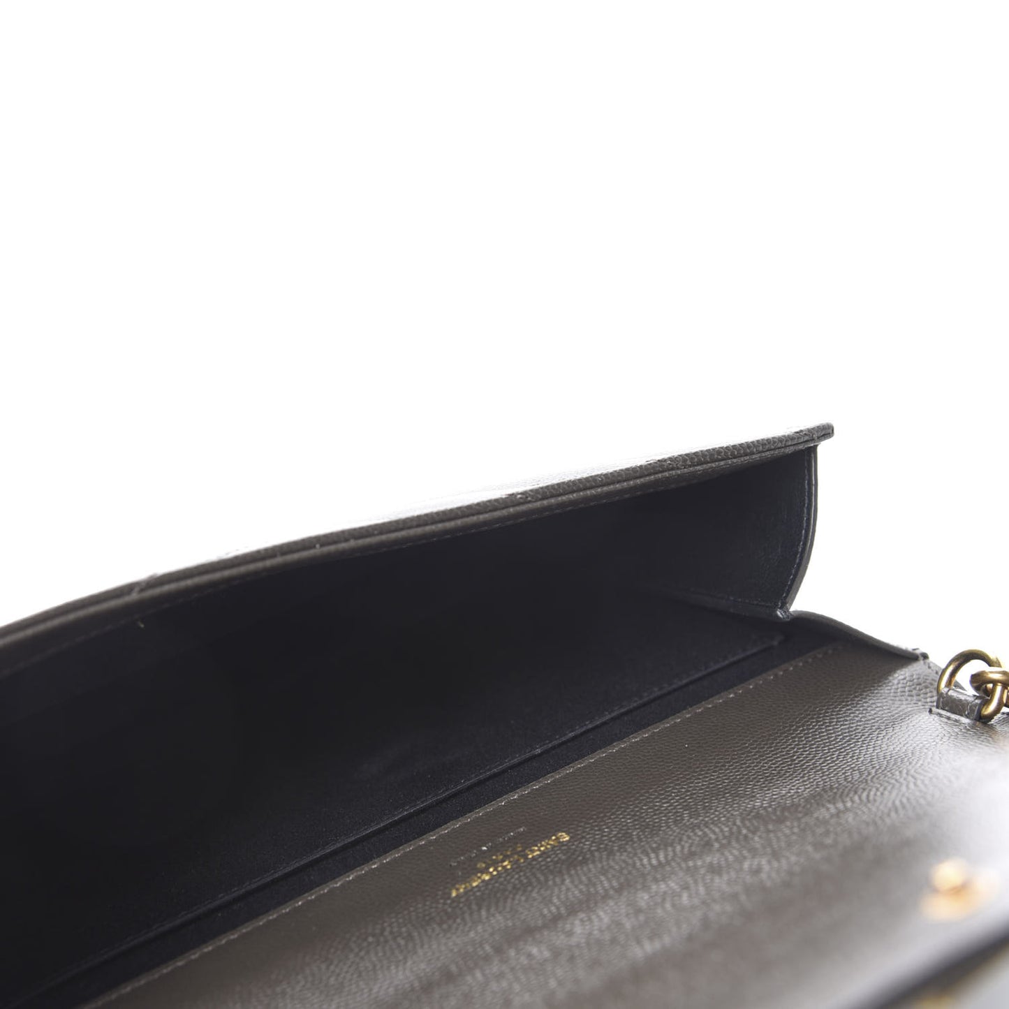 Grain De Poudre Matelasse Chevron Monogram Envelope Clutch Earth