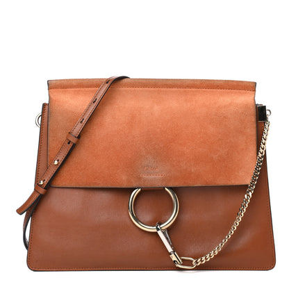 Chloe Suede Calfskin Medium Faye Shoulder Bag Tobacco 1 of 4