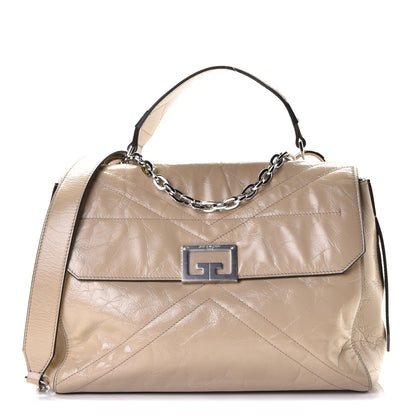 Givenchy Creased Patent Calfskin Medium ID Flap Beige 1 of 6