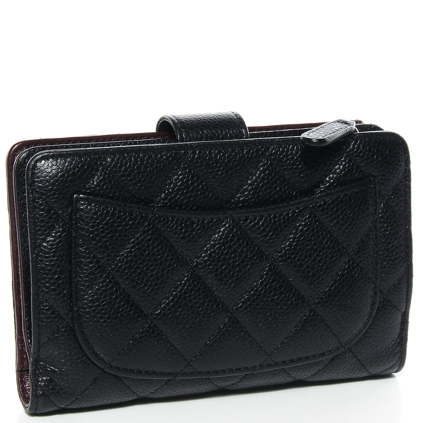 Caviar Quilted Large Zip Wallet Black