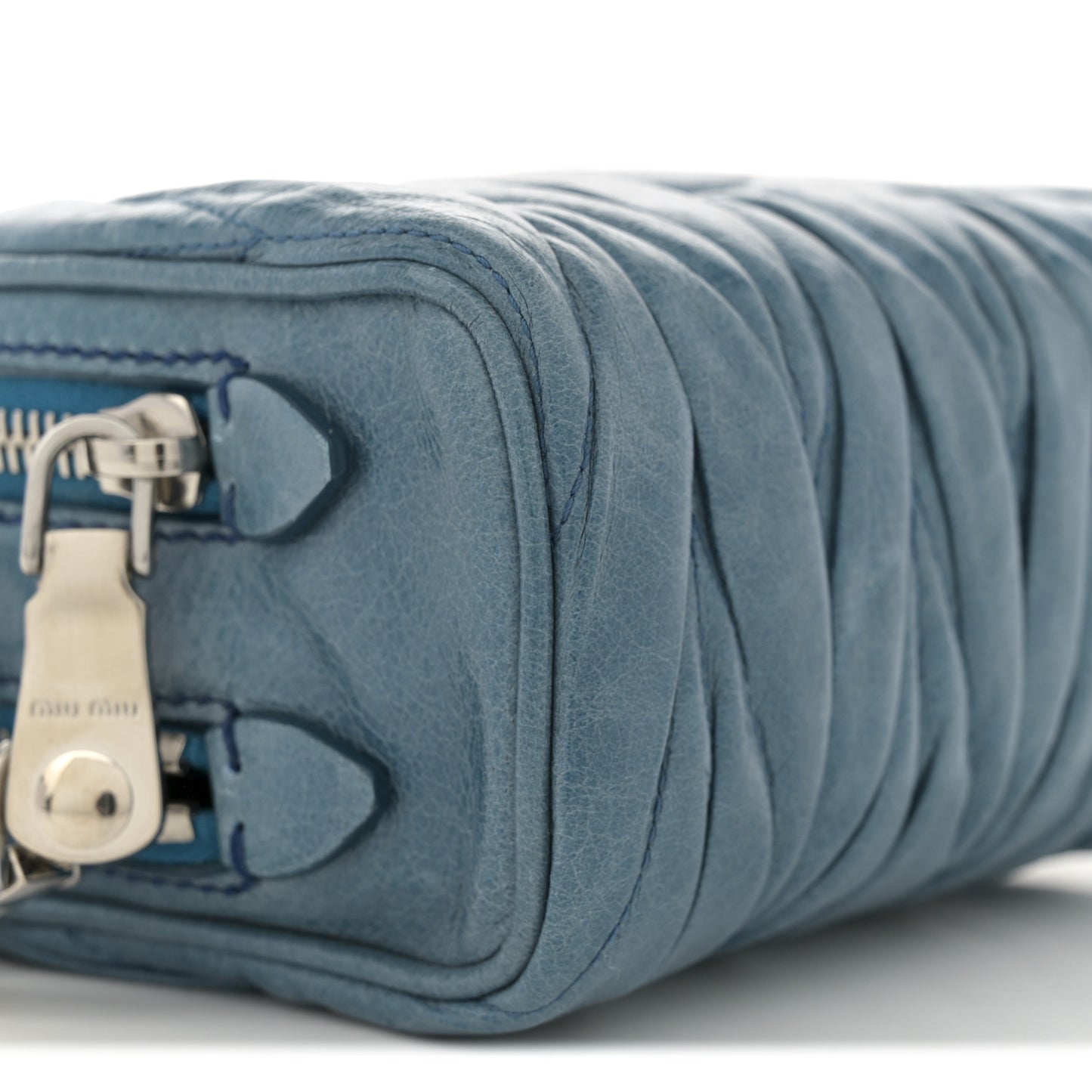 Vitello Lux Matelasse Double Zip Chain Crossbody Bag Oceano