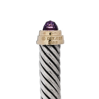 David Yurman Sterling Silver 14K Yellow Gold Amethyst 5mm Cable Classics Petite Color Bracelet 3 of 3