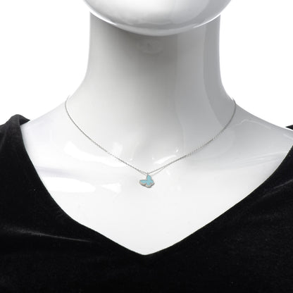 Van Cleef & Arpels 18K White Gold Turquoise Sweet Alhambra Butterfly Pendant Necklace 2 of 4