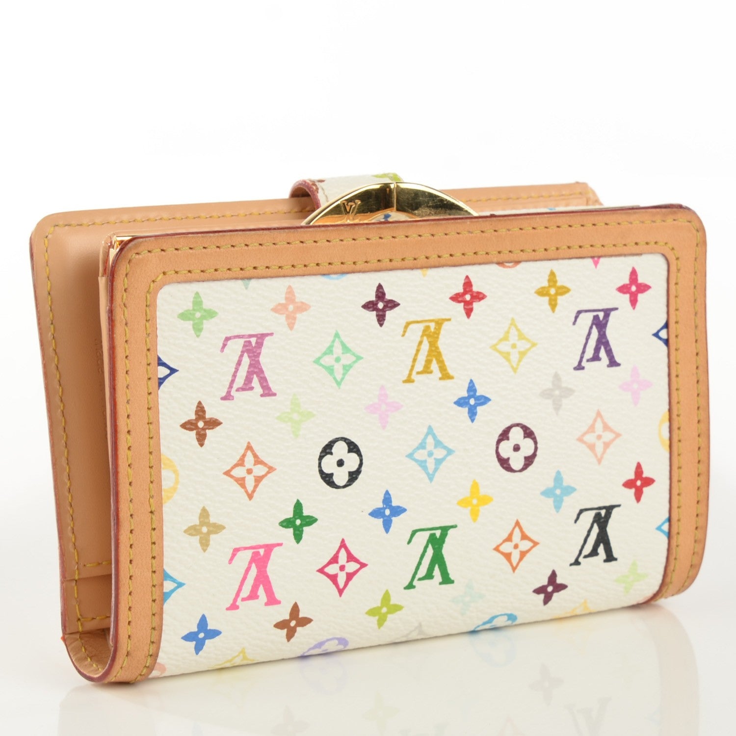 Louis Vuitton Monogram Multicolor French Purse Wallet White 3 of 10