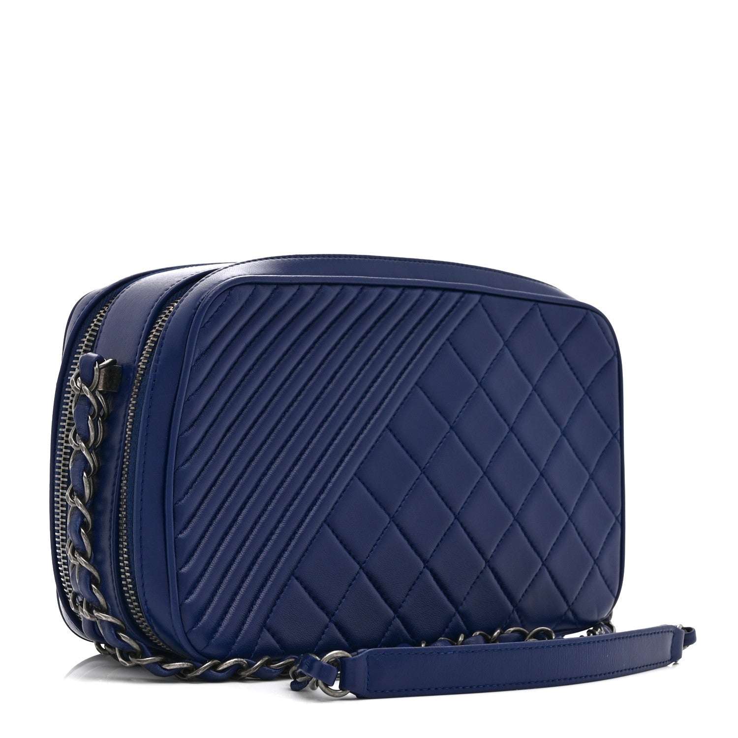 Chanel Lambskin Large Coco Boy Camera Case Blue 3 of 11