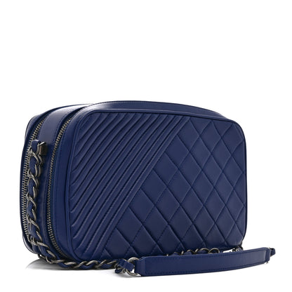 Chanel Lambskin Large Coco Boy Camera Case Blue 3 of 11