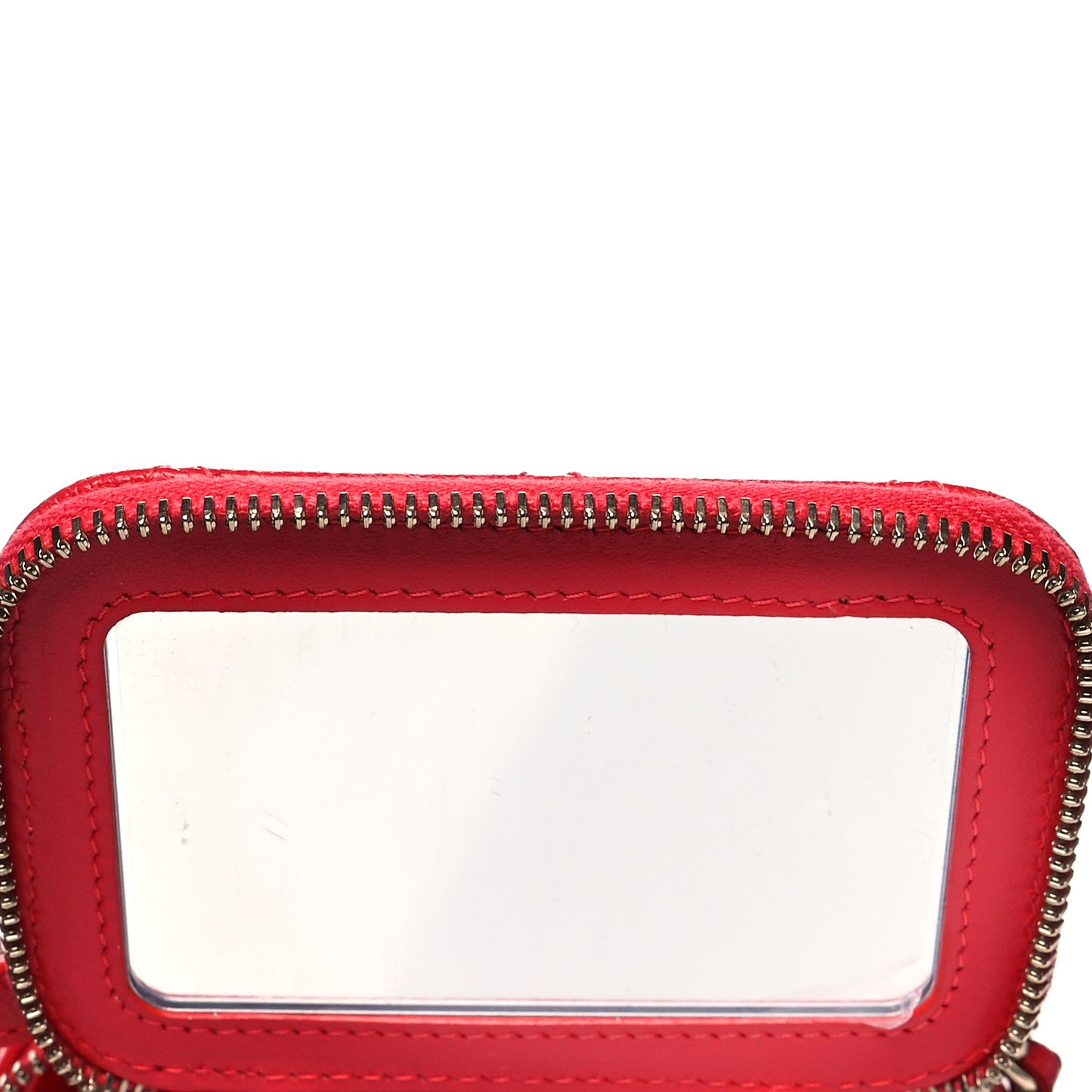 Caviar Quilted Mini Vanity Case With Chain Red