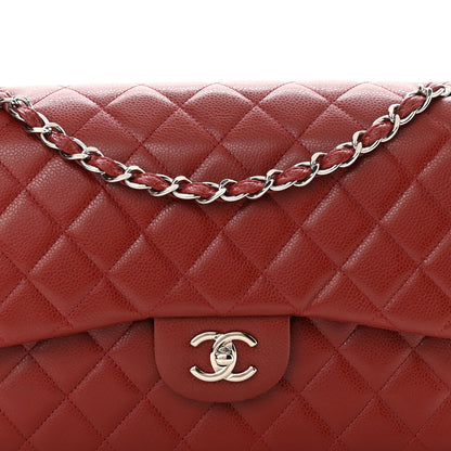 Chanel Caviar Quilted Jumbo Double Flap Dark Red 8 of 11