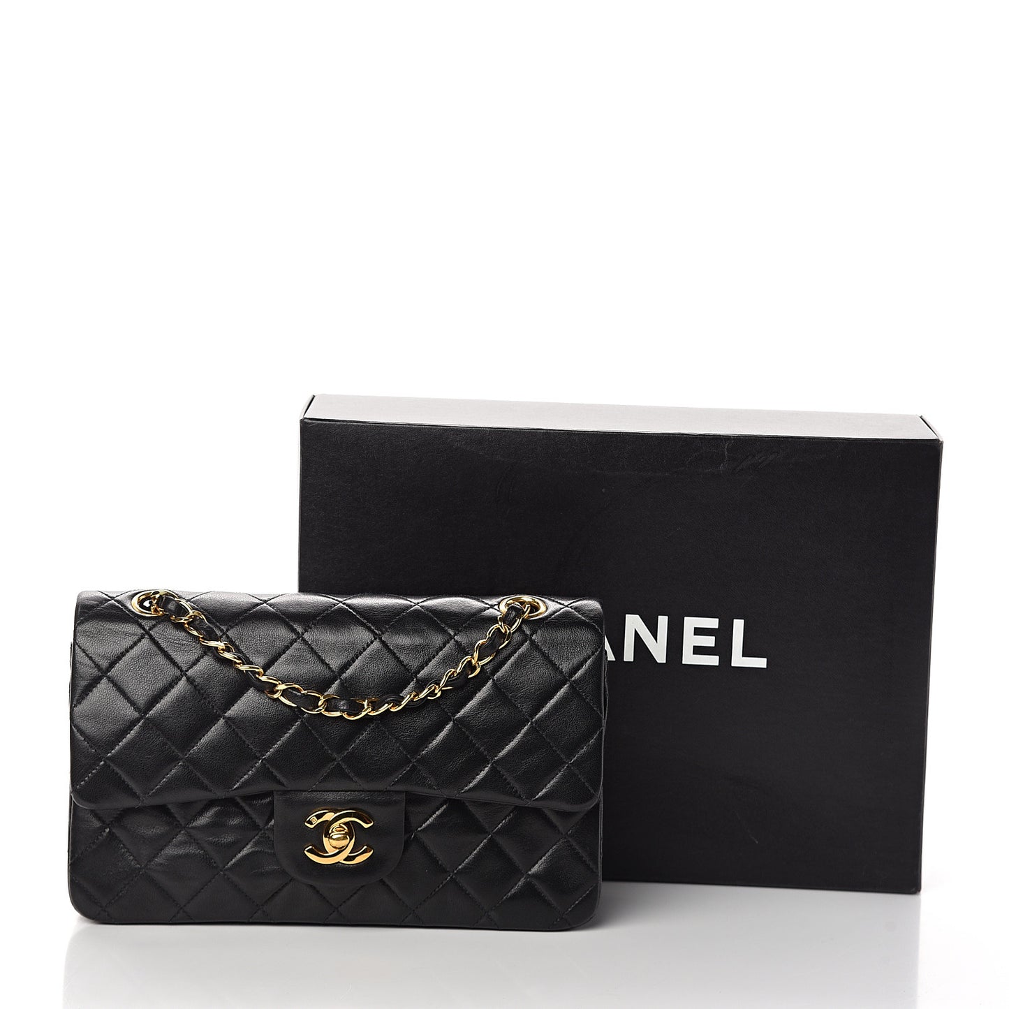 Lambskin Quilted Small Double Flap Black
