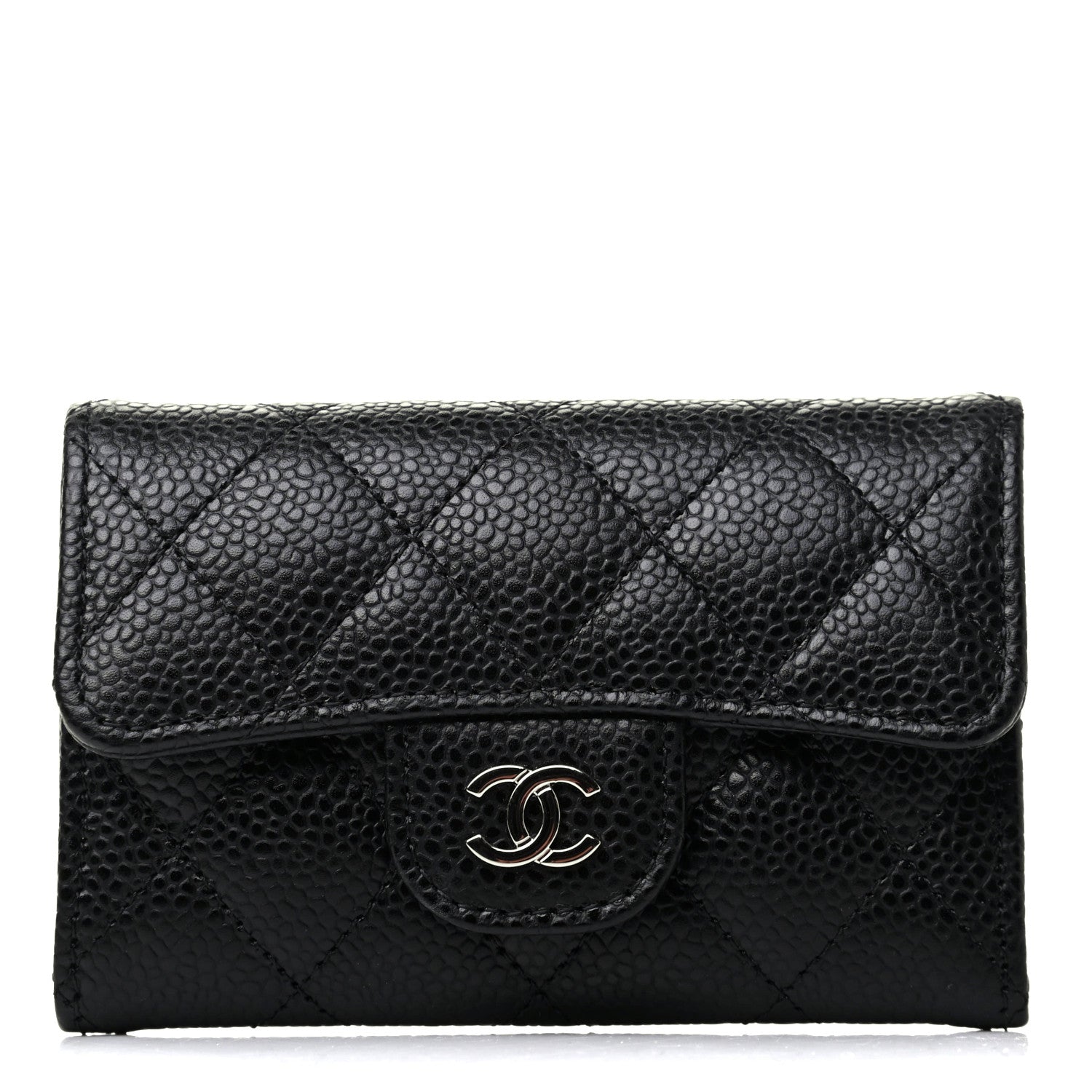Chanel Caviar Quilted Flap Card Holder Wallet Black 1 of 9