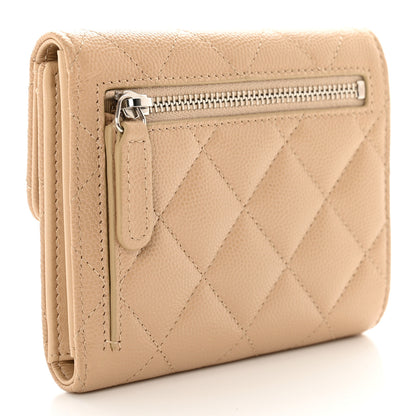 Chanel Caviar Quilted Compact Flap Wallet Beige 3 of 9