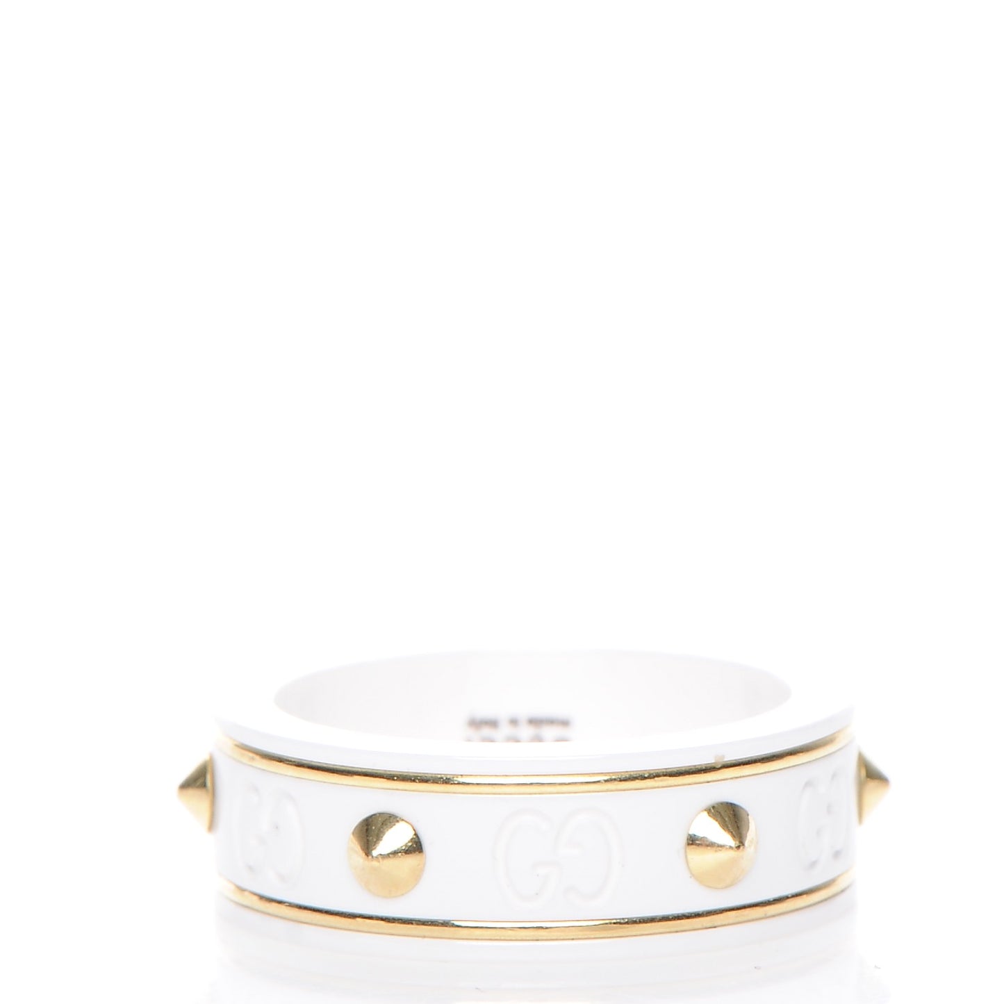 18K Yellow Gold 7mm Studded Icon Ring White 52 6