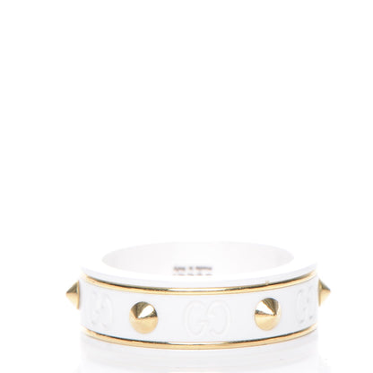 Gucci 18K Yellow Gold 7mm Studded Icon Ring White 52 6 3 of 5