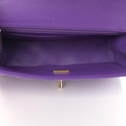 Chanel Lambskin Quilted Mini Top Handle Rectangular Flap Purple 5 of 13