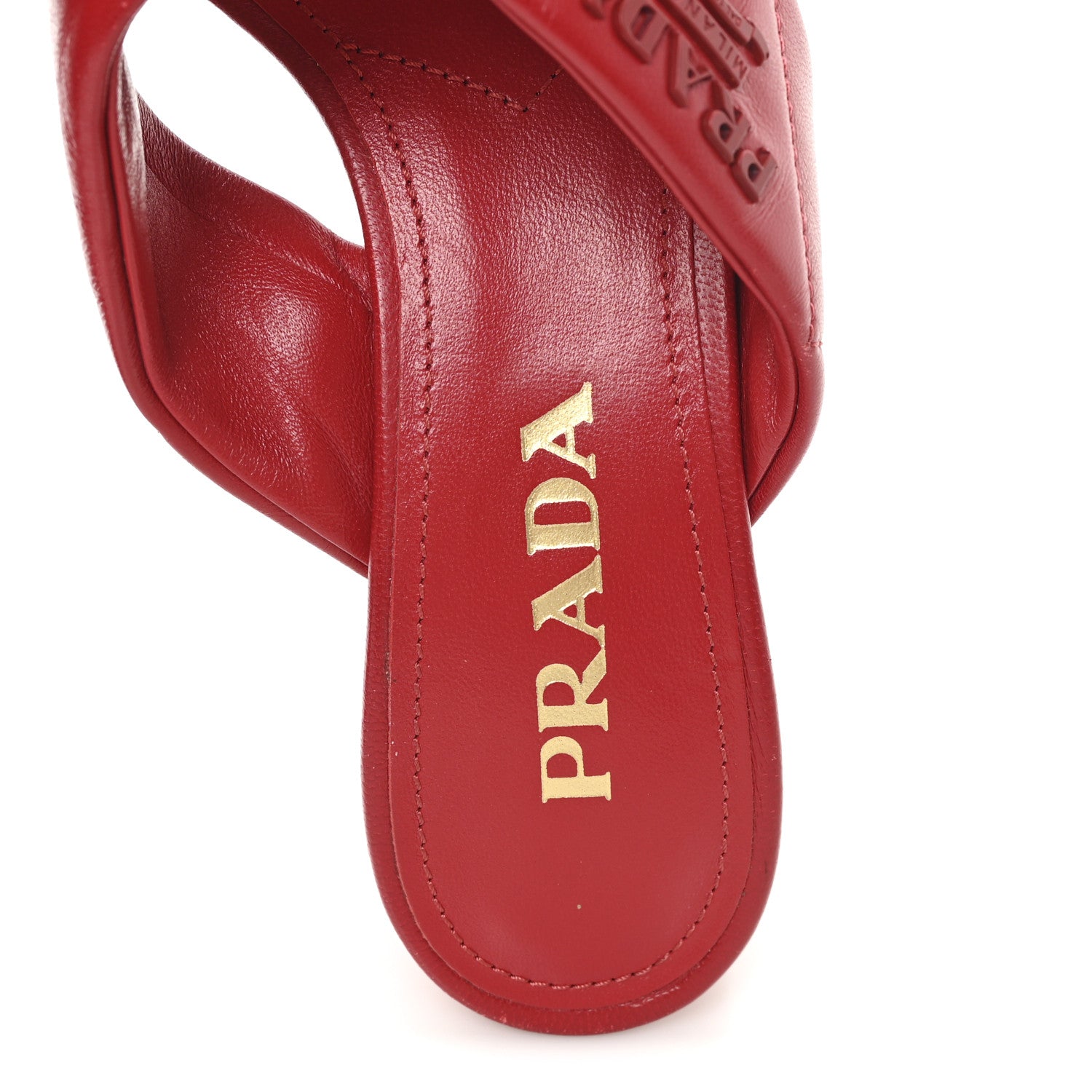 Prada Nappa Logo Quilted Crisscross 65mm Block Heel Slide Sandals