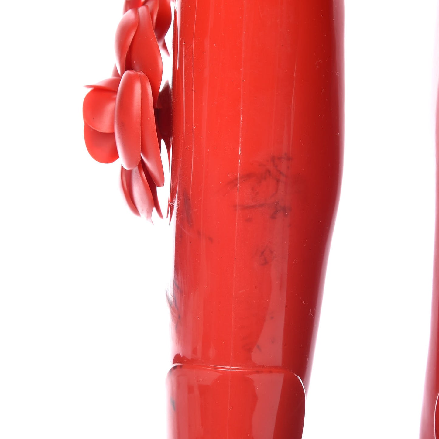 Rubber Camellia Rain Boots 37 Red