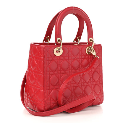 Christian Dior Lambskin Cannage Medium Lady Dior Red 2 of 10