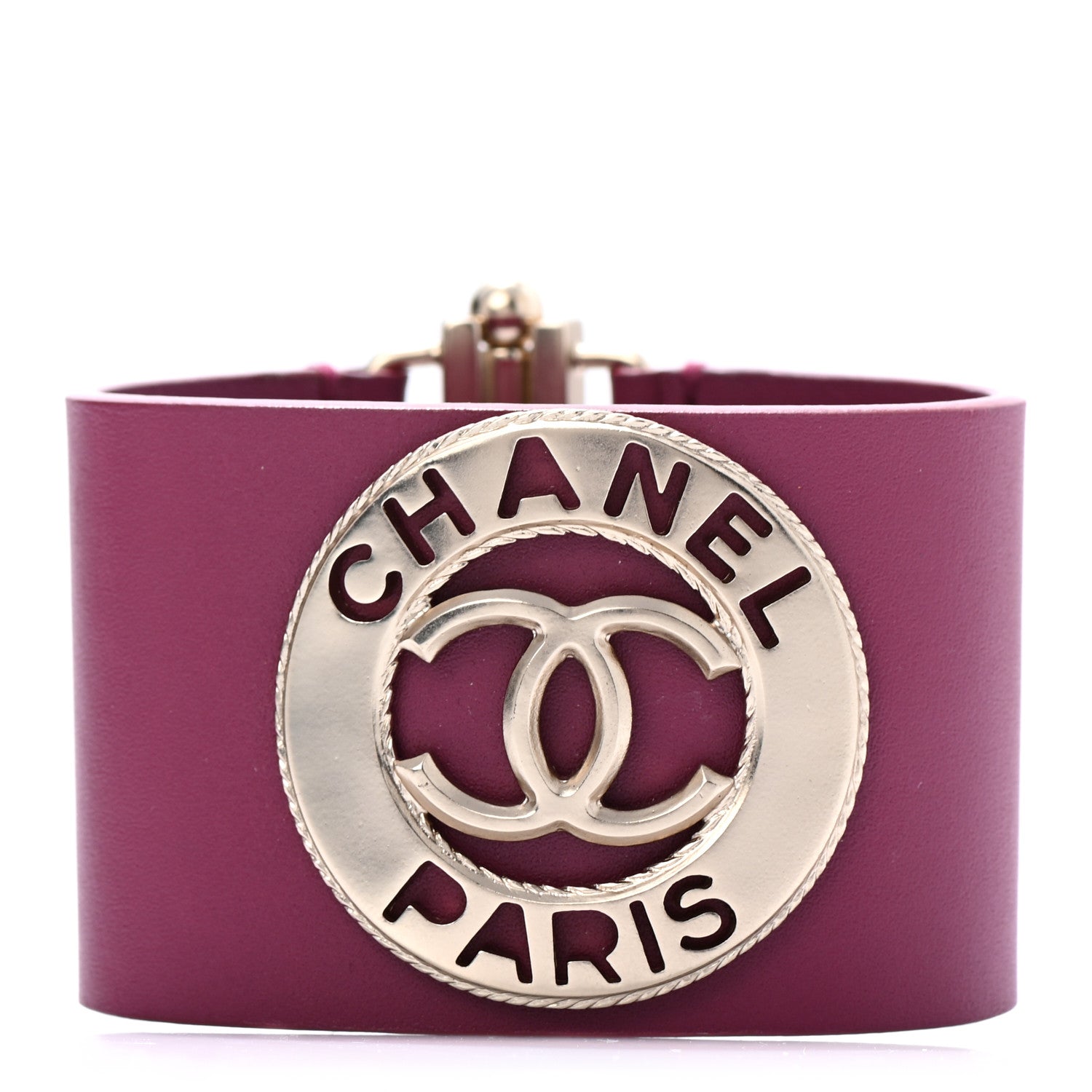Chanel Calfskin Metal CC Cuff Bracelet M Pink Gold 1 of 4