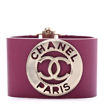 Chanel Calfskin Metal CC Cuff Bracelet M Pink Gold 1 of 4