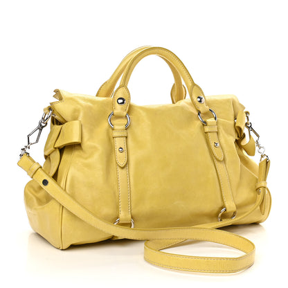 Miu Miu Vitello Lux Medium Bow Bag Polline 2 of 10