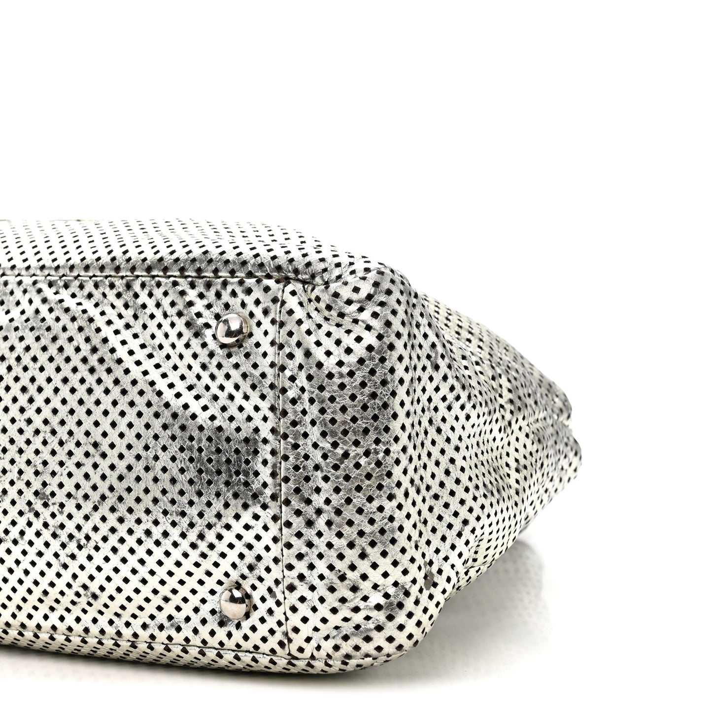 Metallic Glazed Calfskin Perforated Rodeo Drive Hobo Silver