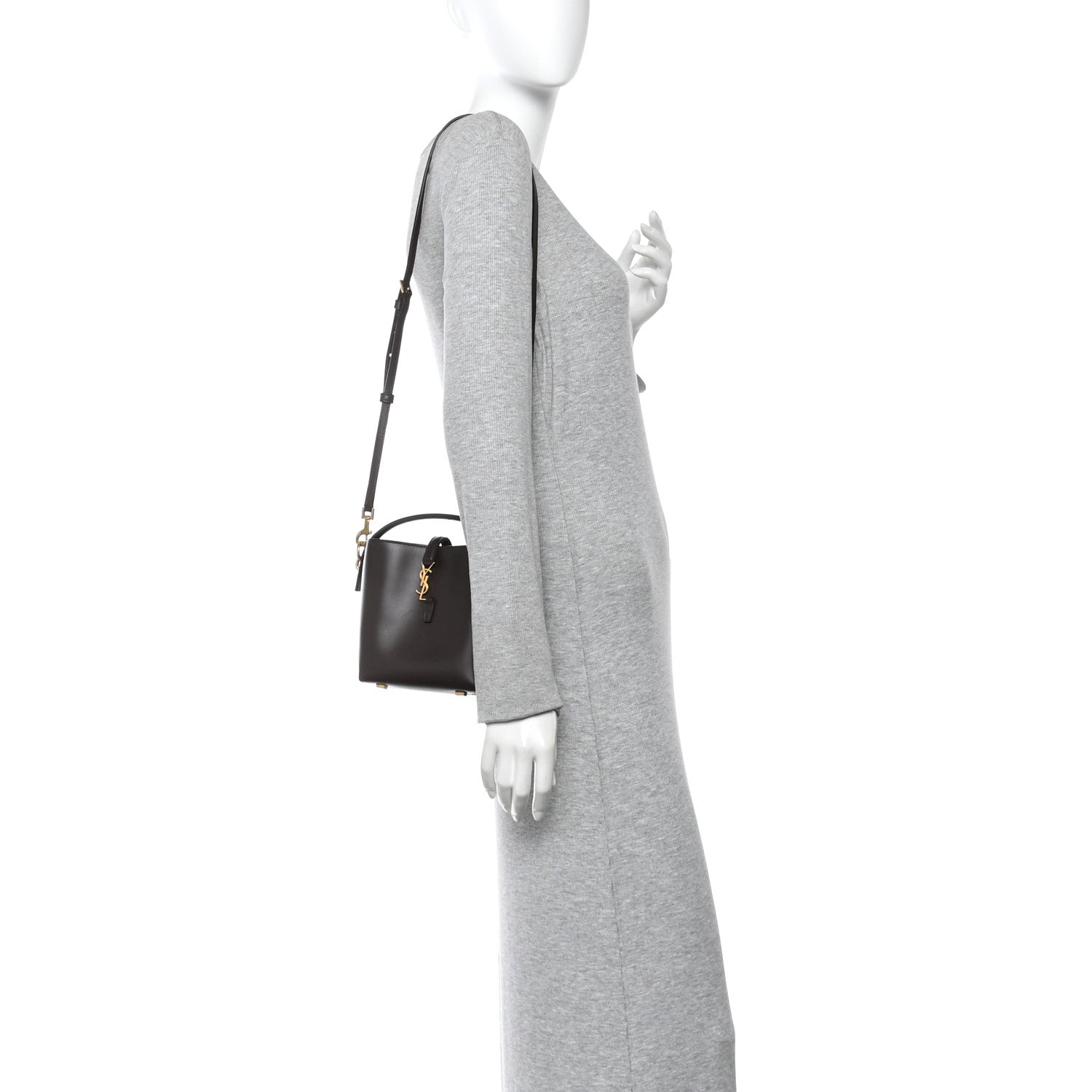 Saint Laurent Shiny Calfskin Le 37 Mini Bucket Bag Dark Sweet Chocolate 2 of 10