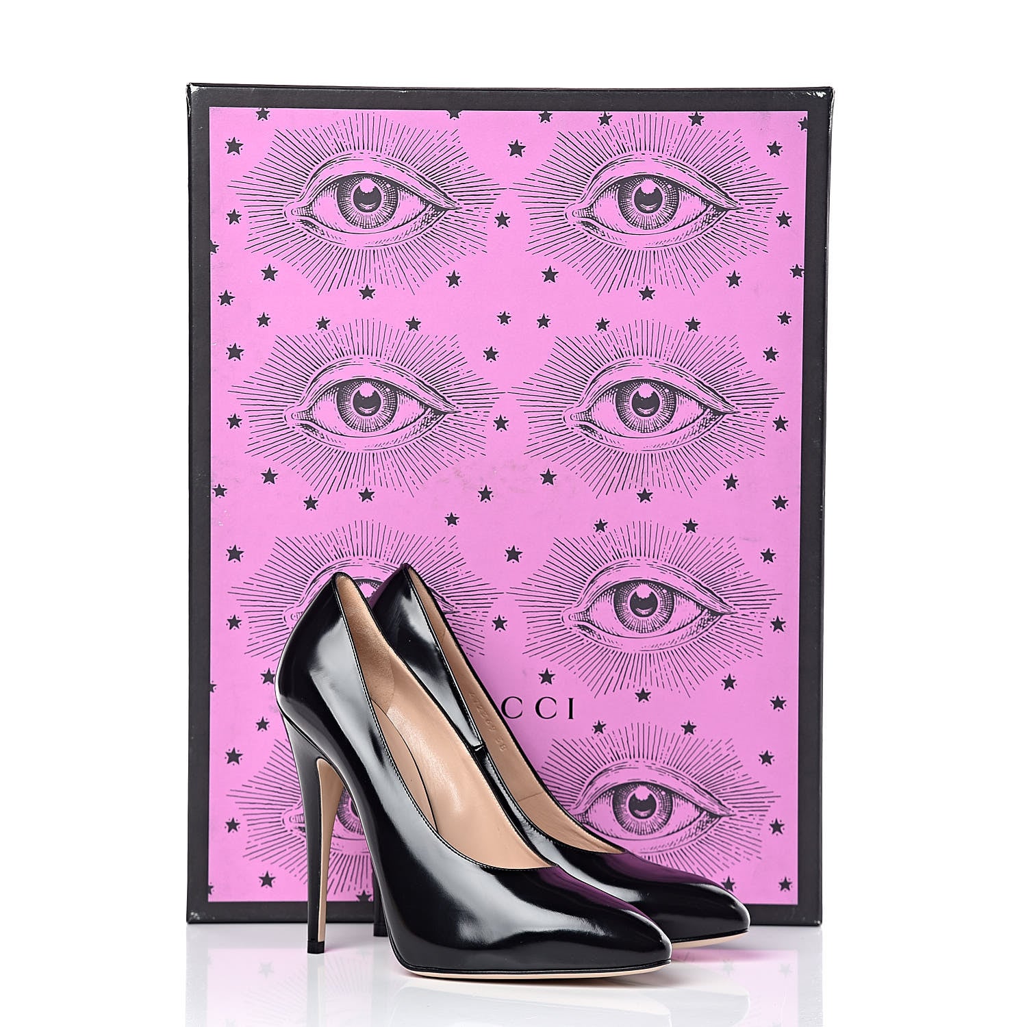 Gucci Polished Calfskin Removable Pearly Bow Elaisa Platform High Heel Pumps 38 Black 15 of 15