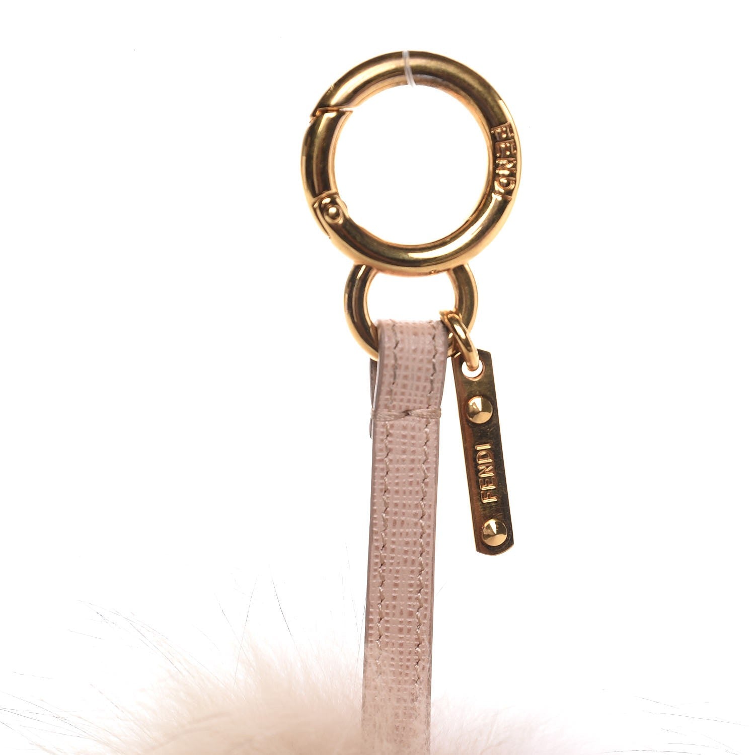Fendi Fox Fur Vitello Elite Bi-Color Pom Pom Bag Charm Rosa Cammello Cipria 5 of 6