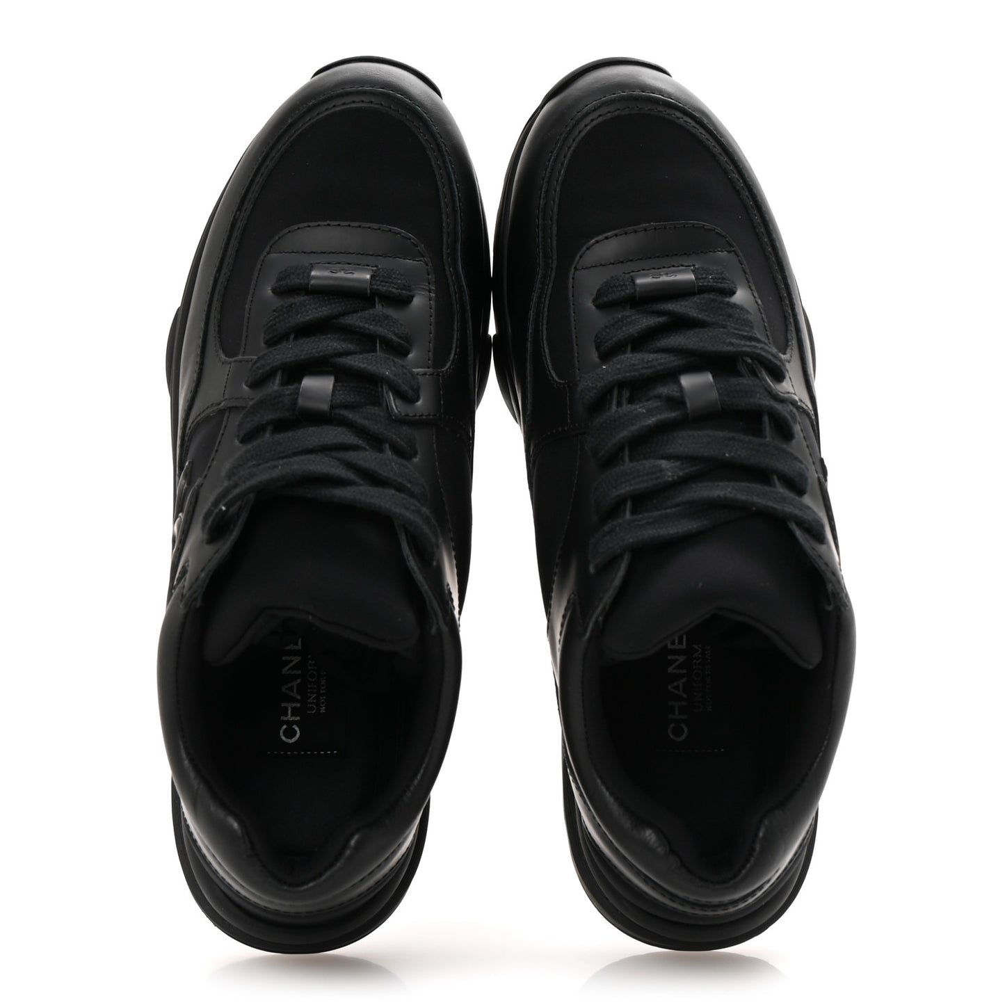 Lambskin Fabric CC Uniform Sneakers 38.5 Black
