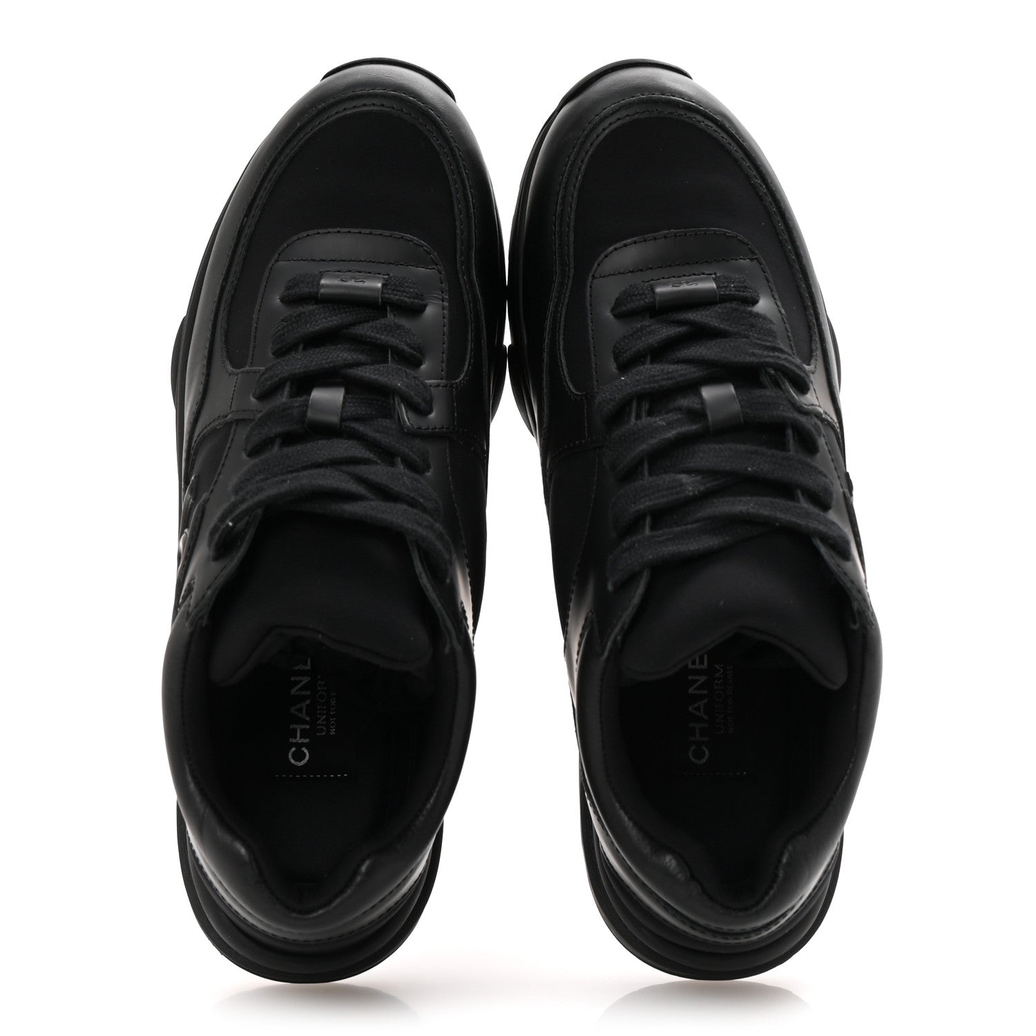 Chanel Lambskin Fabric CC Uniform Sneakers 38.5 Black 2 of 9