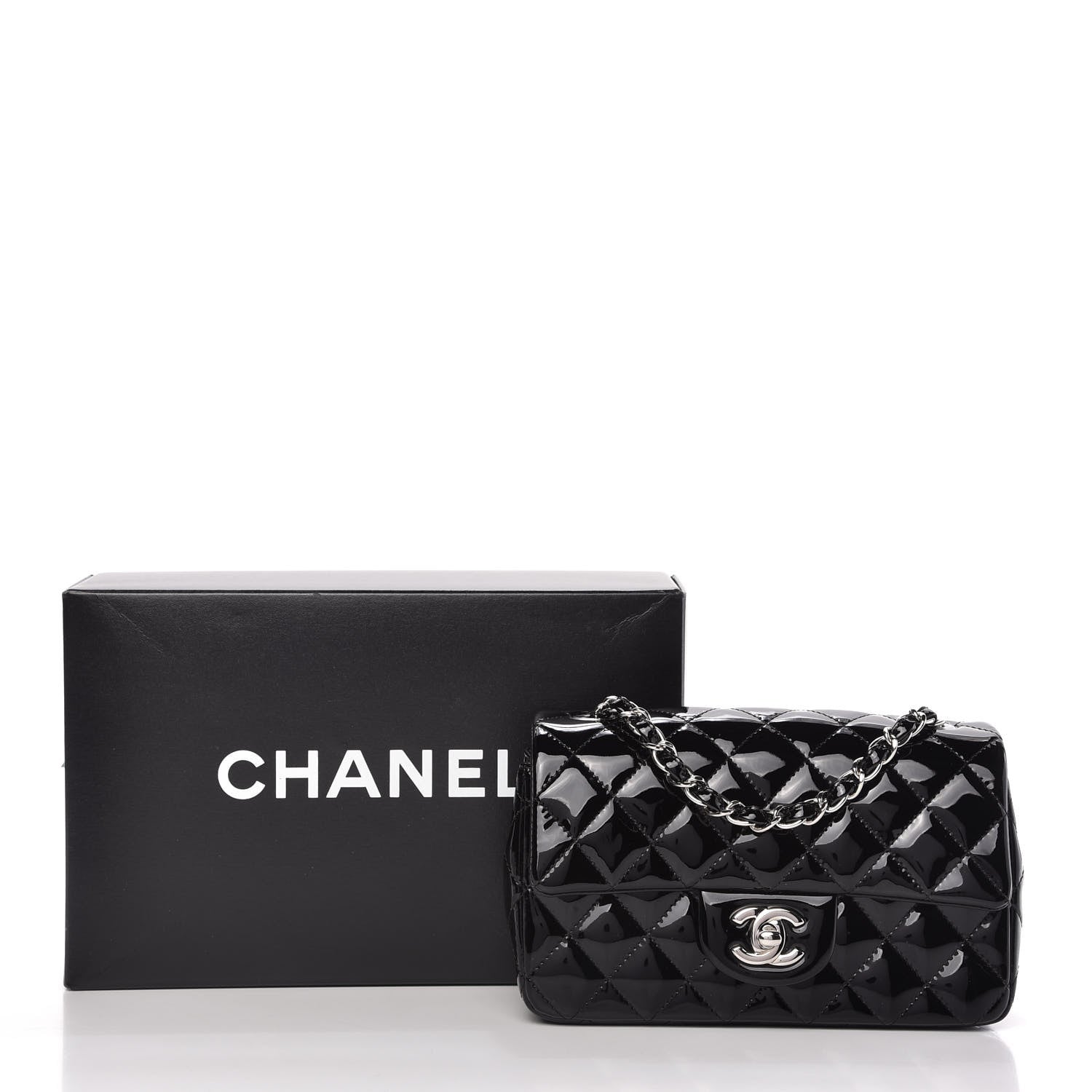 Chanel Patent Calfskin Quilted Mini Rectangular Flap Black 11 of 11