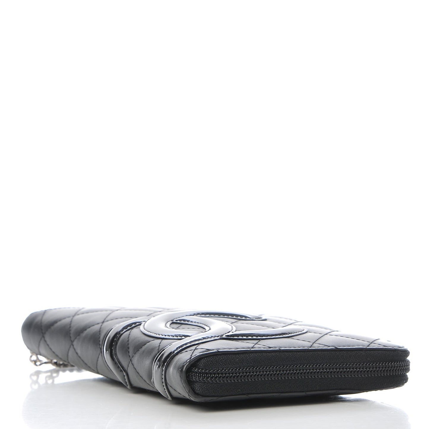 Calfskin Cambon Zip Around Organizer Wallet Black