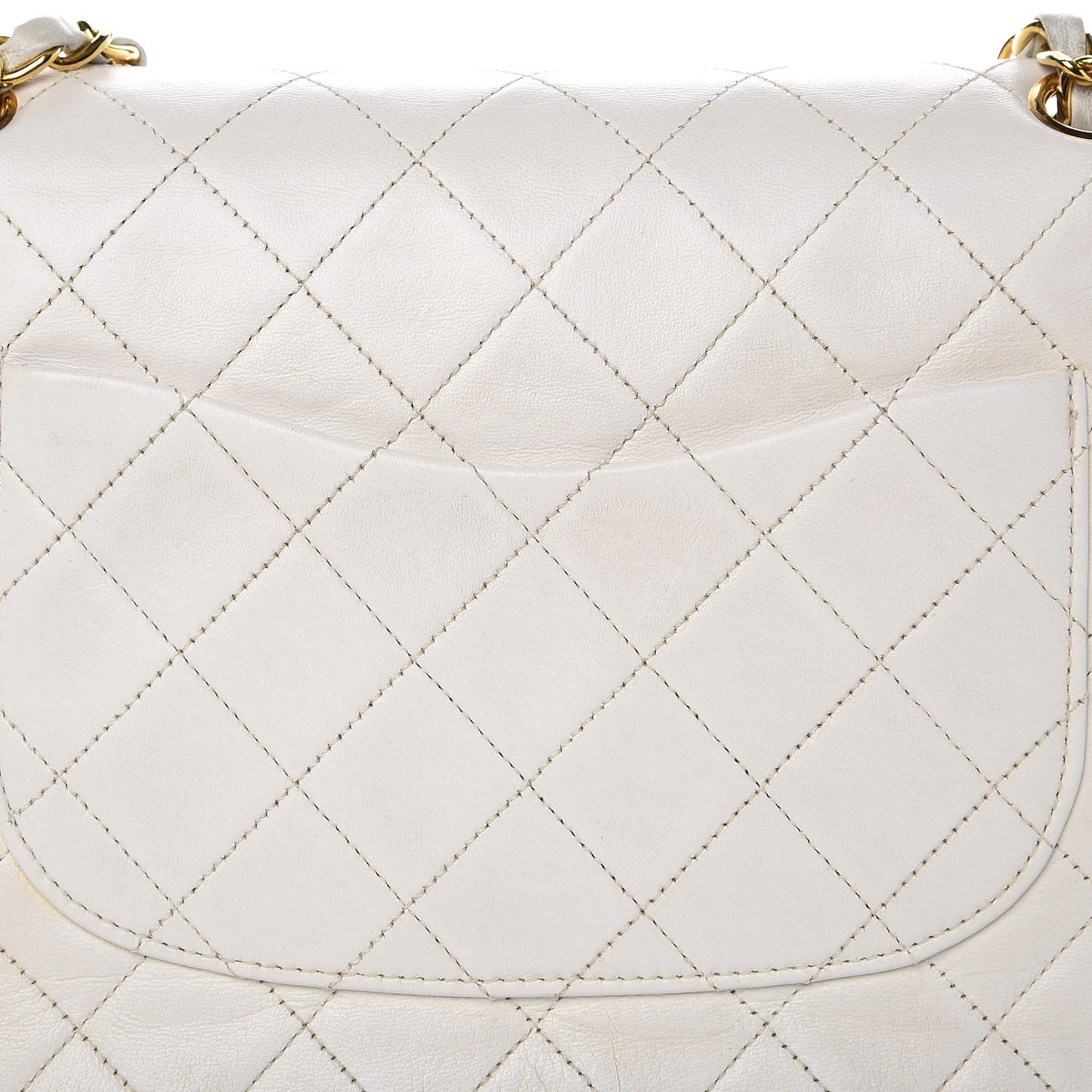 Lambskin Quilted Medium Double Flap White