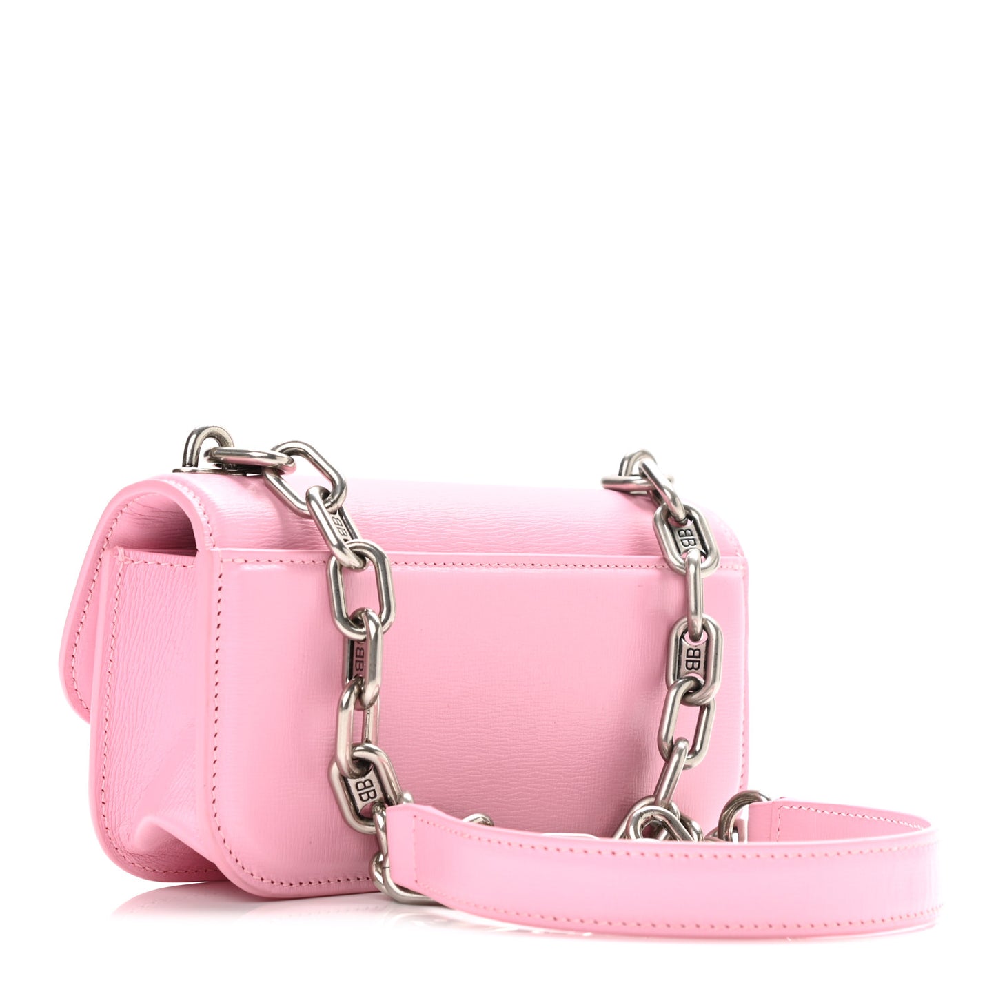 Calfskin Stripe Embossed Gossip Chain Bag XS Candy Pink