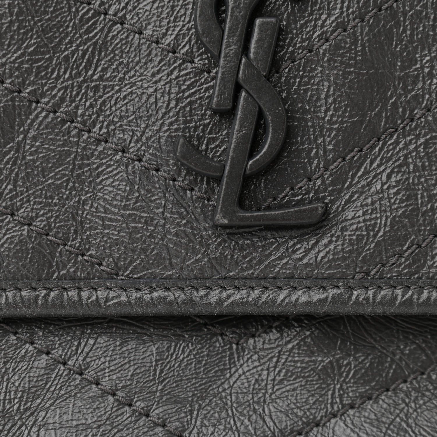 Saint Laurent Crinkled Calfskin Matelasse Monogram Medium Niki Chain Satchel Storm 7 of 9