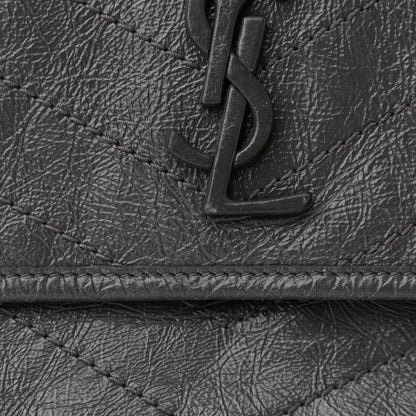 Saint Laurent Crinkled Calfskin Matelasse Monogram Medium Niki Chain Satchel Storm 7 of 9
